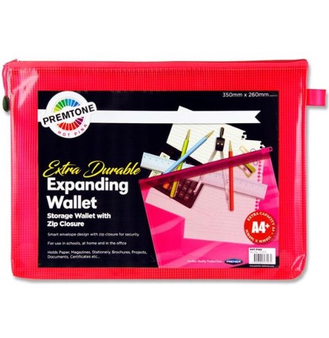 Mesh Storage Wallet: A4+ Extra Durable  Hot Pink 